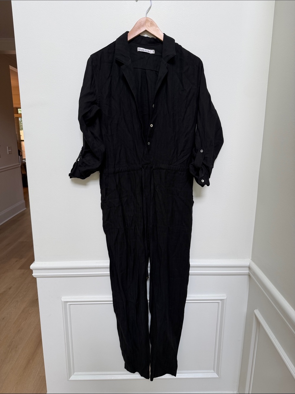 Black Button-Front Utility Jumpsuit